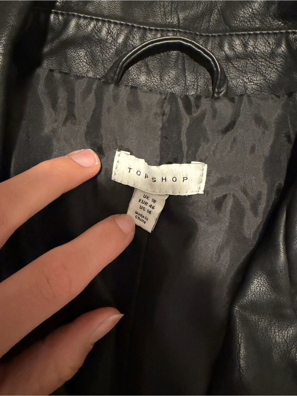 Topshop Black Faux Leather Biker Jacket - Picture 6 of 7